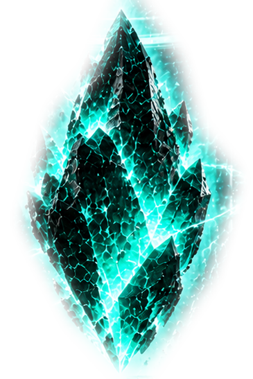 Jagged black Zyrothium crystal with glowing teal fractures